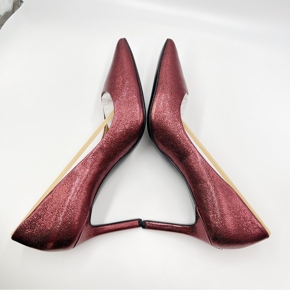 11N 11 NARROW WIDTH Naturalizer Womens Anna Metallic Cranberry Red Leather Heels - Picture 9 of 16